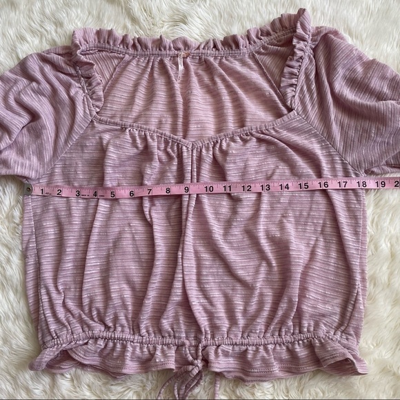 Free People Blouse Striped Top Cropped Pink M - Picture 11 of 13